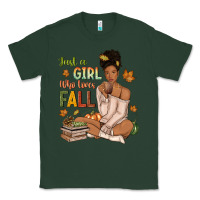 Sports Green Just a girl who loves Fall afro woman Classic Tee - NancyCooperArtShop