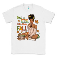 White Just a girl who loves Fall afro woman Classic Tee - NancyCooperArtShop