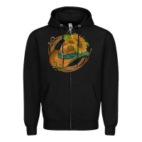 Black western hat with sunflowers and rope Zipper Hoodie - Artiststas