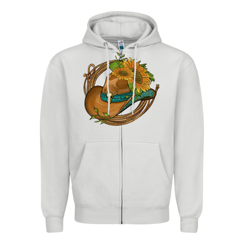 Western Hat With Sunflowers And Rope Zipper Hoodie by Artiststas | Teevron