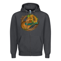 Smoke western hat with sunflowers and rope Zipper Hoodie - Artiststas