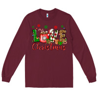 Burgundy love christmas Long Sleeve Tee - OliviaCreatesArt