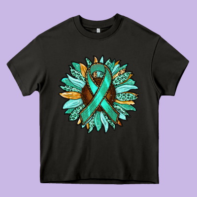 Ovarian Liver Cancer Awareness Sunflower Heavy Core Tee Designed By Ranaportraitstore