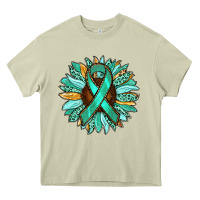Mossy Ovarian Liver Cancer Awareness Sunflower Heavy Core Tee - RanaPortraitStore