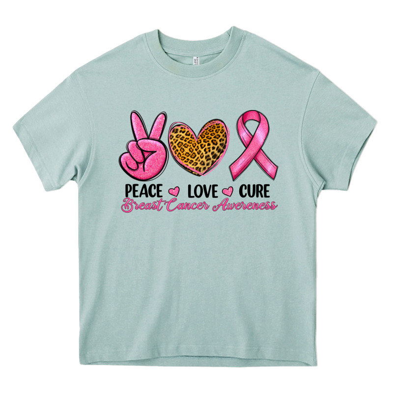 Peace Love Cure Breast Cancer Heavy Core Tee by RanaPortraitStore | Teevron