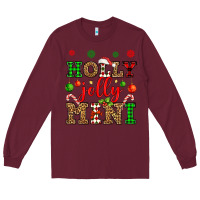 Burgundy holly jolly mini Long Sleeve Tee - OliviaCreatesArt