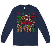 Navy holly jolly mini Long Sleeve Tee - OliviaCreatesArt