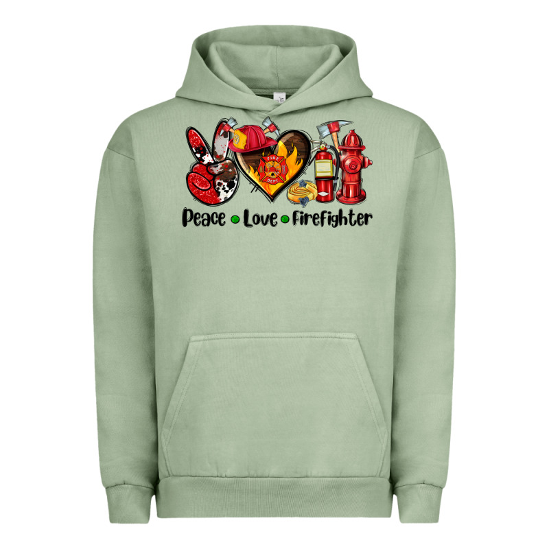 Peace Love Firefighter Urban Hoodie by AdoDesignShop | Teevron