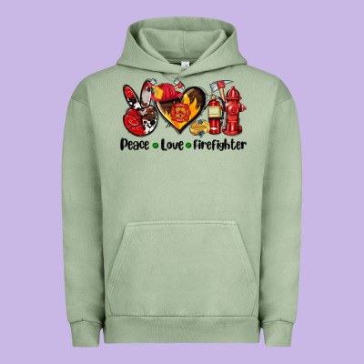 Peace Love Firefighter Urban Hoodie Designed By Adodesignshop