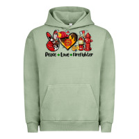 Pigment Oil Green peace love firefighter Urban Hoodie - AdoDesignShop