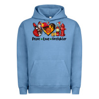 Pigment Pebble Blue peace love firefighter Urban Hoodie - AdoDesignShop