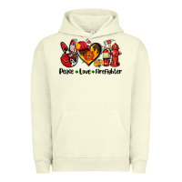 Pigment Pistachio peace love firefighter Urban Hoodie - AdoDesignShop