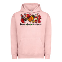 Pigment Salmon peace love firefighter Urban Hoodie - AdoDesignShop