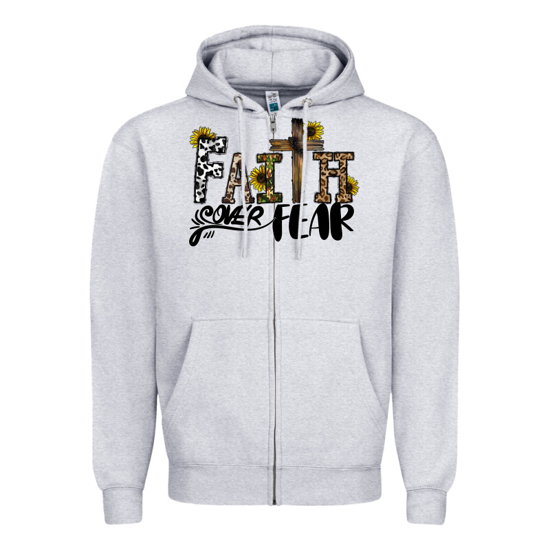 Faith Over Fear Zipper Hoodie by CowhideDigitalArt | Teevron