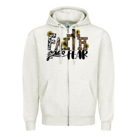 Oatmeal Heather faith over fear Zipper Hoodie - CowhideDigitalArt