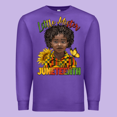 Little Mister Juneteenth Black Boy Premium Sweatshirt Designed By Barkaloodesign