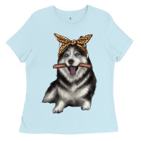 Baby Blue alaskan husky with bandeau Ladies Tee - texasbilliewilder