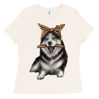Bone alaskan husky with bandeau Ladies Tee - texasbilliewilder