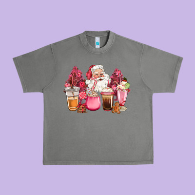 Pink Christmas Pink Tree Santa Coffe Cups Urban Heavy Tee Designed By Cowgirlartshop