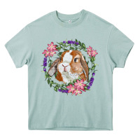 Arona Bunny Face With Floral Wreath Heavy Core Tee - RanaPortraitStore