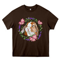Chocolate Brown Bunny Face With Floral Wreath Heavy Core Tee - RanaPortraitStore