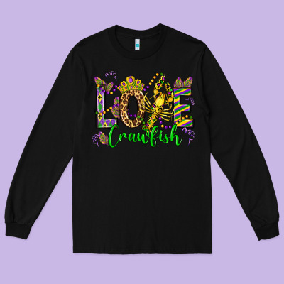 Love Crawfish Mardi Gras Olivia Long Sleeve Tee Designed By Oliviacreatesart