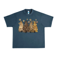 Midnight Navy merry christmas leopard trees Urban Heavy Tee - CowGirlArtShop