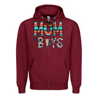 Burgundy mom of boys Zipper Hoodie - CowhideDigitalArt