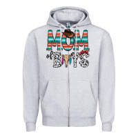 Heather Grey mom of boys Zipper Hoodie - CowhideDigitalArt