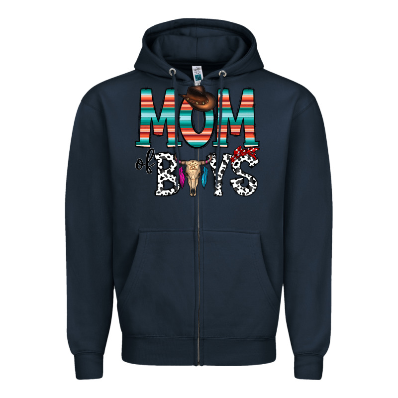 Mom Of Boys Zipper Hoodie by CowhideDigitalArt | Teevron