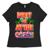 Black Meet me at the ocean Summer Ladies Tee - NancyCooperArtShop