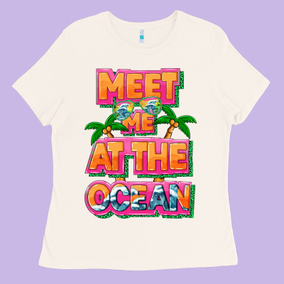 Meet Me At The Ocean Summer Ladies Tee Designed By Nancycooperartshop