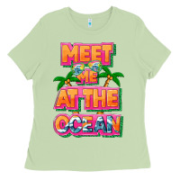 Matcha Meet me at the ocean Summer Ladies Tee - NancyCooperArtShop