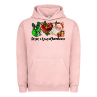 Pigment Salmon peace love  christmas Urban Hoodie - AdoDesignShop