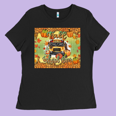 Fall School Bus Ladies Tee Designed By Texasbilliewilder