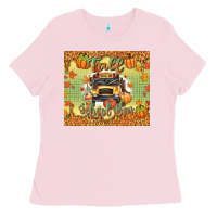 Bubblegum Pink fall school bus Ladies Tee - texasbilliewilder