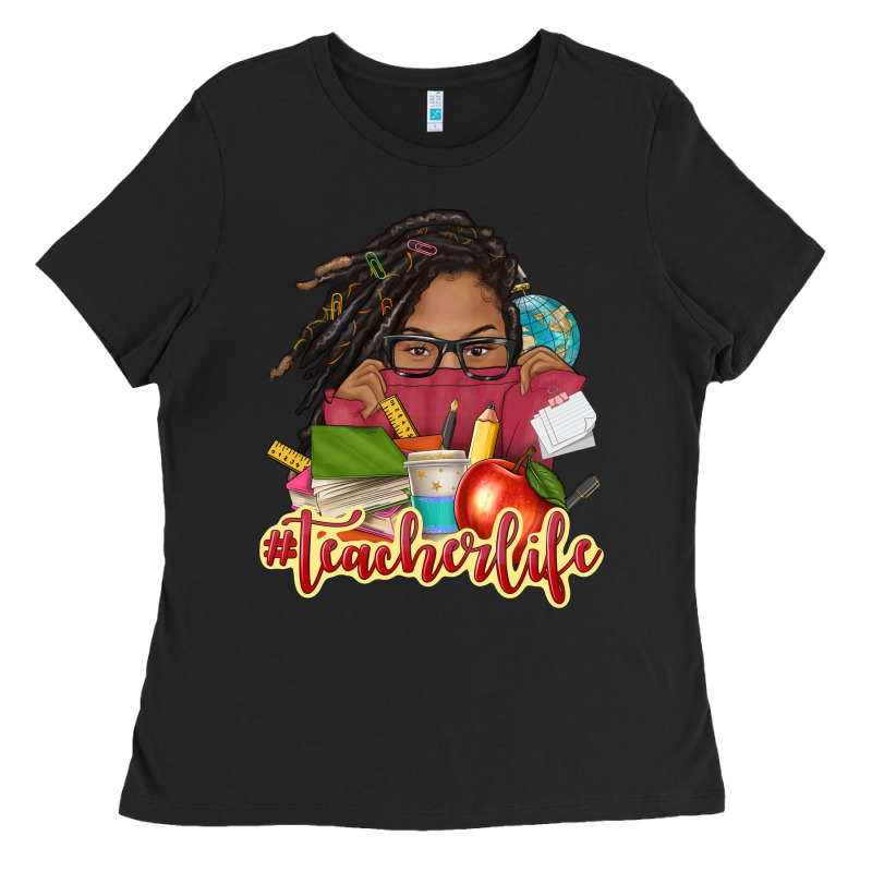 Afro Woman Teacher Life Ladies Tee by NancyCooperArtShop | Teevron