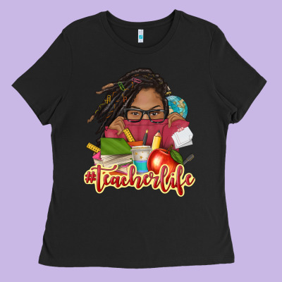 Afro Woman Teacher Life Ladies Tee Designed By Nancycooperartshop