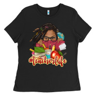 Black afro woman teacher life Ladies Tee - NancyCooperArtShop