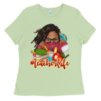 Matcha afro woman teacher life Ladies Tee - NancyCooperArtShop