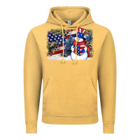 Vintage Mustard Patriotic snowman background 4th of july Vintage Hoodie - HowdyJamesFarm
