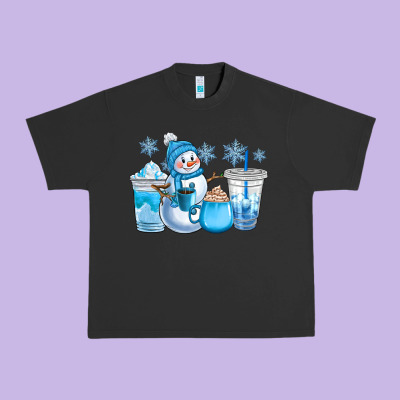Winter Snowman Coffee Cups Urban Heavy Tee Designed By Cowgirlartshop