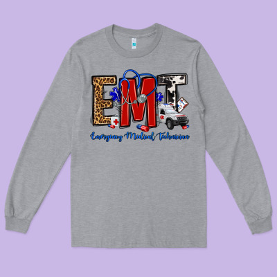 Emt Emergency Medical Technician Long Sleeve Tee Designed By Oliviacreatesart