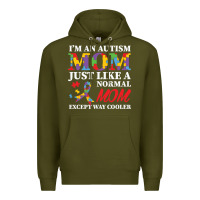 Army Green LIL Autism Mom Premium Hoodie - CowhideDigitalArt