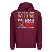 Burgundy LIL Autism Mom Premium Hoodie - CowhideDigitalArt