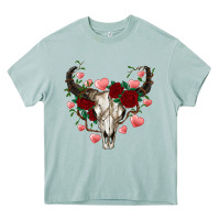 Arona valentines bull skull Heavy Core Tee - RanaPortraitStore