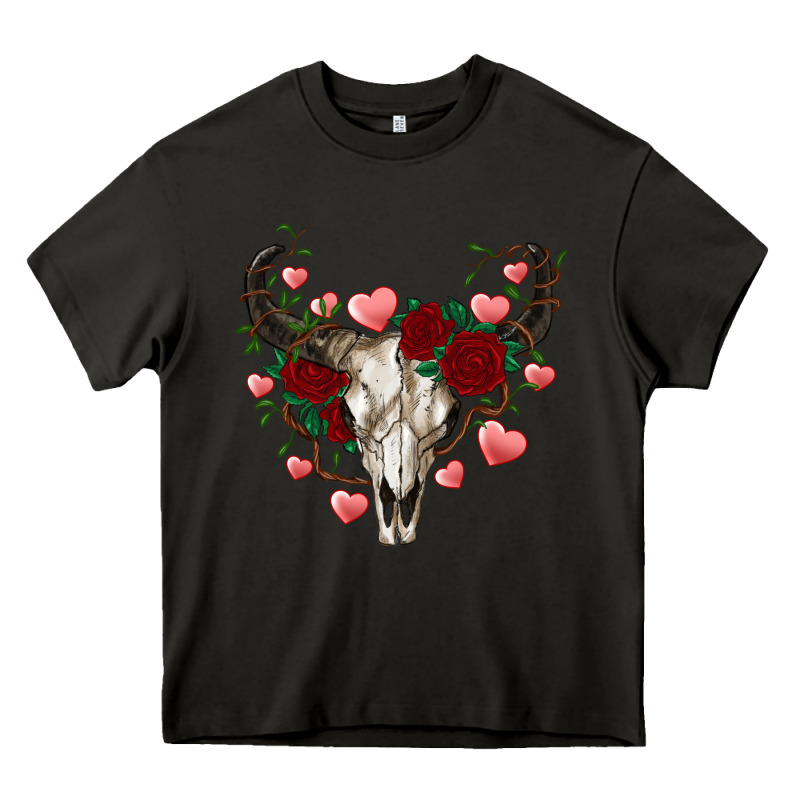 Valentines Bull Skull Heavy Core Tee by RanaPortraitStore | Teevron