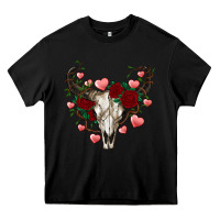 Black valentines bull skull Heavy Core Tee - RanaPortraitStore