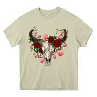 Mossy valentines bull skull Heavy Core Tee - RanaPortraitStore