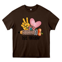 Chocolate Brown peace love 1st grade Heavy Core Tee - JahusDesignShop
